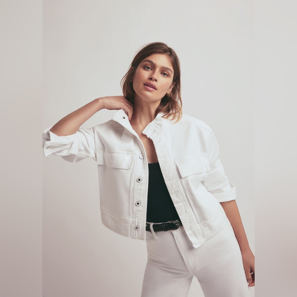 NWT | Favorite Daughter | The Nikki Denim Jacket in White | Sz XS - Picture 4 of 13
